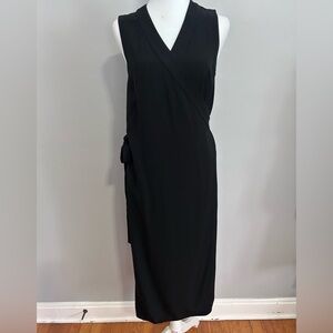 Everlane Wrap Midi Dress 2 Black Sleeveless Minimalist Workwear Capsule Wardrobe